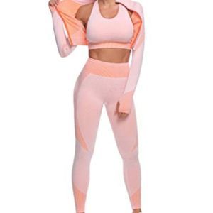 OLCHEE Women's 2 Piece Tracksuit Workout Set - High Waist Leggings and Crop Top